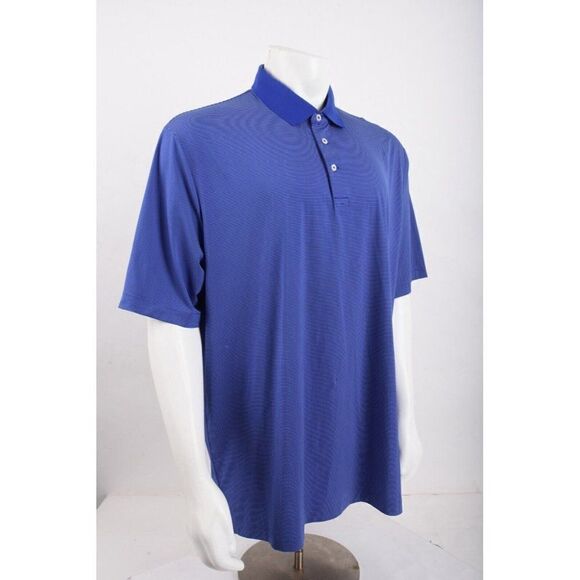 RLX Ralph Lauren Mens Blue Polo Golf Shirt XXL 2XL Striped Pullover Short Sleeve - Picture 2 of 6